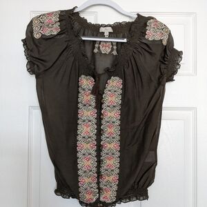 Joie Silk Blend Sheer Blouse Small